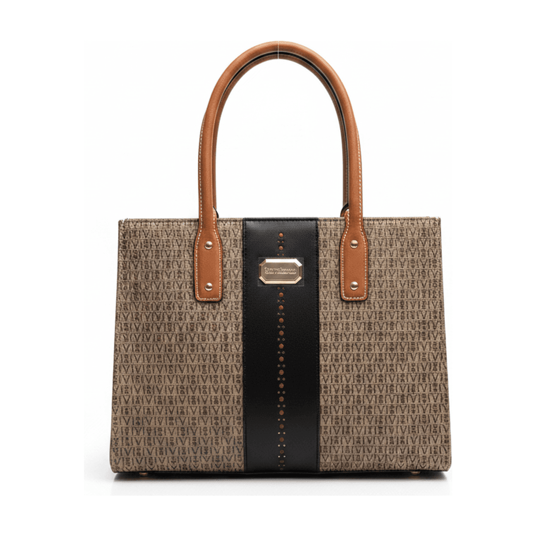 Bolsa Victor Hugo Tote Monograma VH Bege e Preto