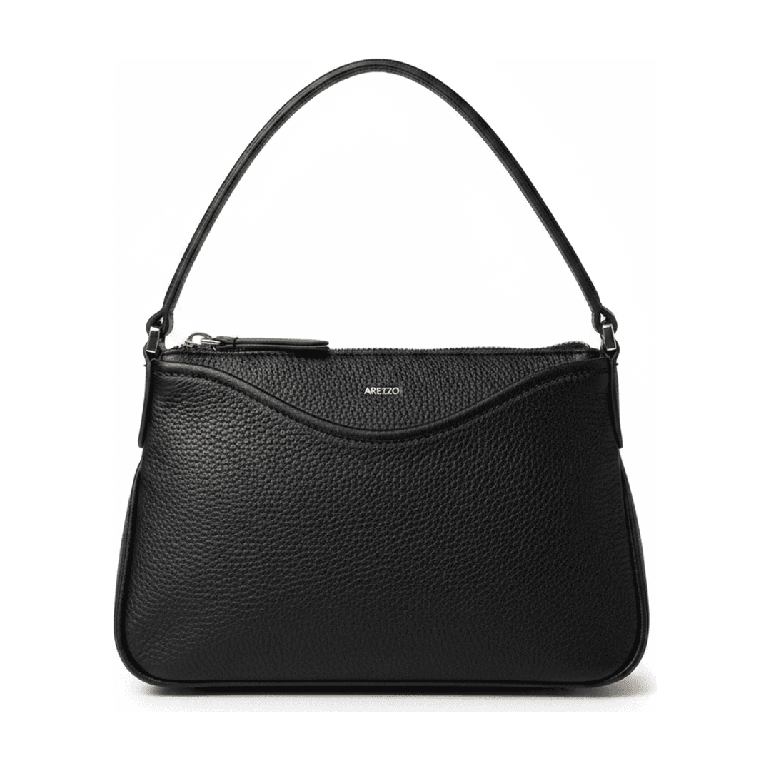 Bolsa Arezzo Shoulder Bag Preta Couro Alça Transversal