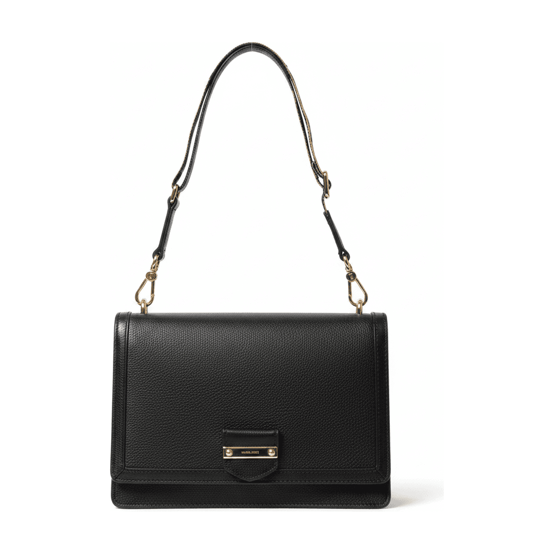 Bolsa Feminina Couro Preta Alça Animal Print Ferragem Ouro