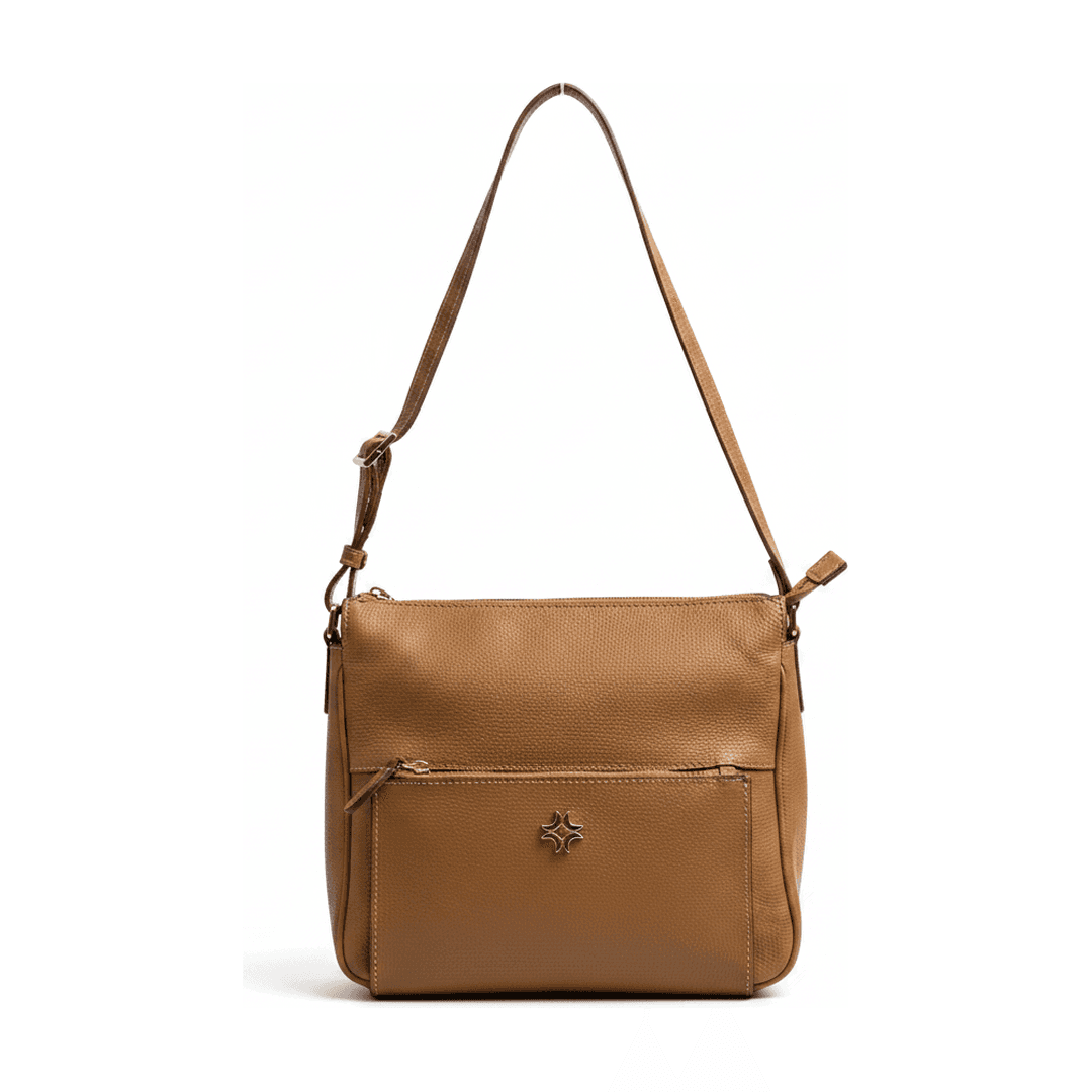 Bolsa Transversal Morena Rosa Couro Caramelo Crossbody