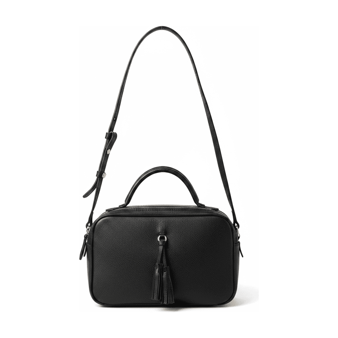Bolsa Transversal Feminina Preta Couro Alça Regulável