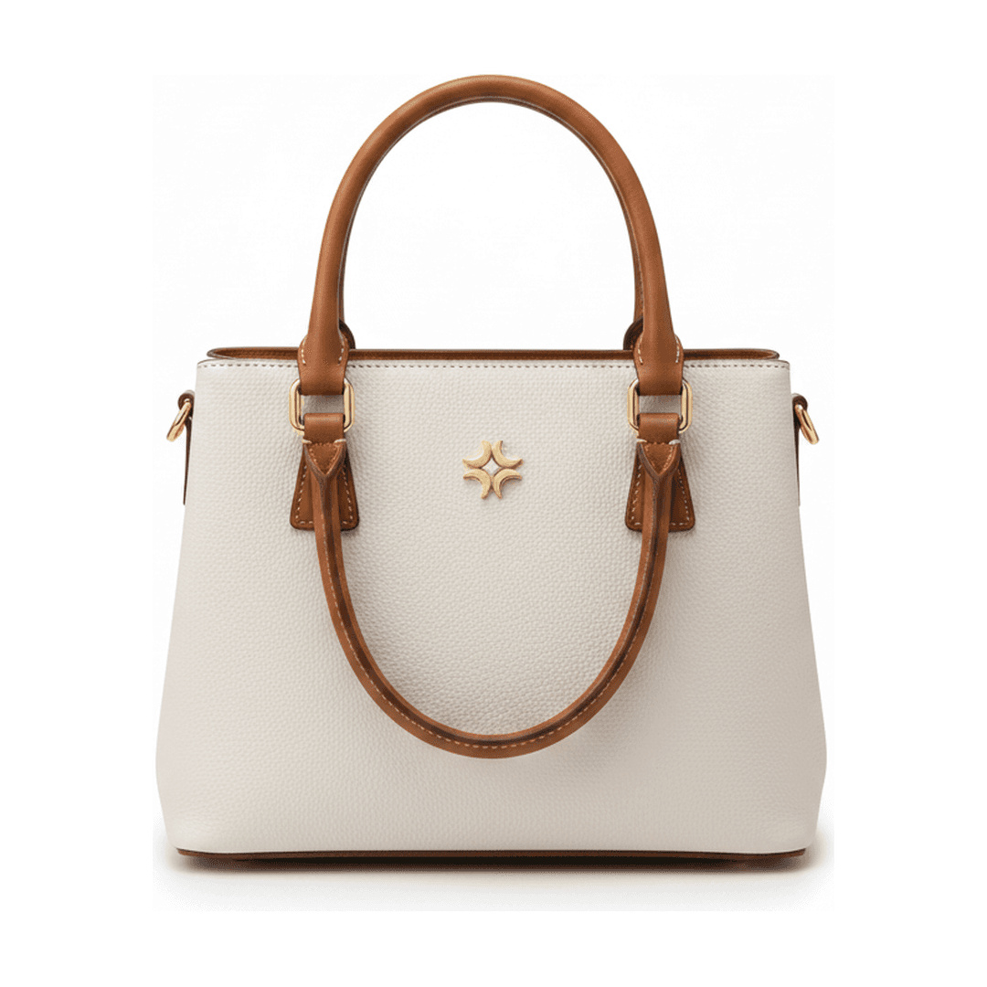 Bolsa Estruturada Off White Alças Caramelo e Transversal