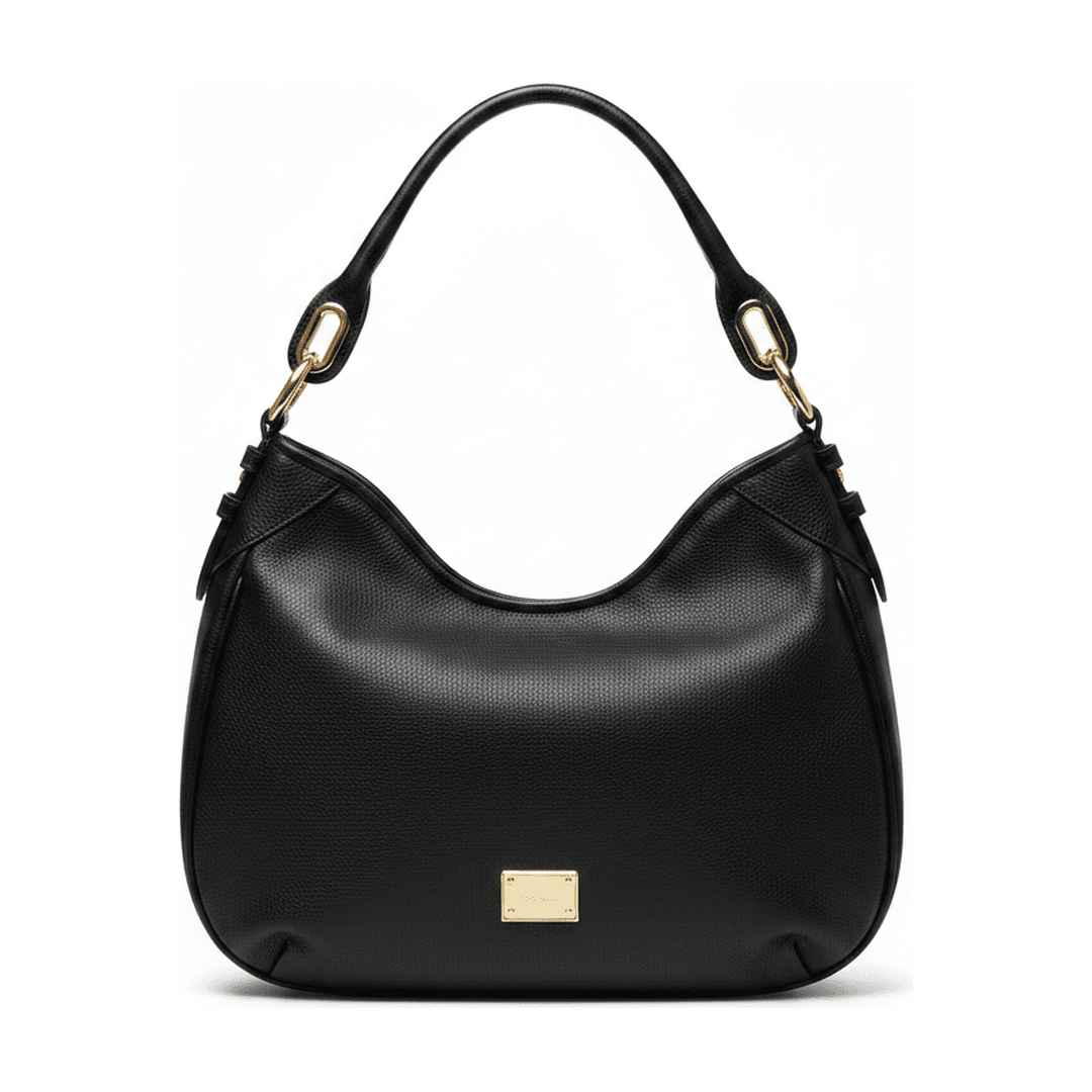 Bolsa Hobo Luz da Lua Couro Preta Alça de Ombro