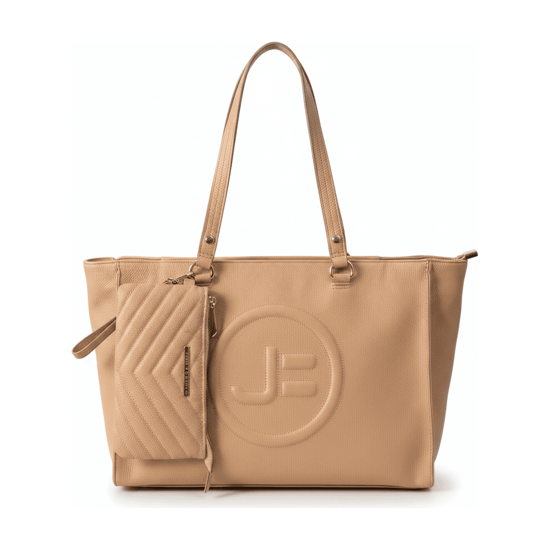 Bolsa Shopping Jorge Bischoff Monograma JB Nude Couro