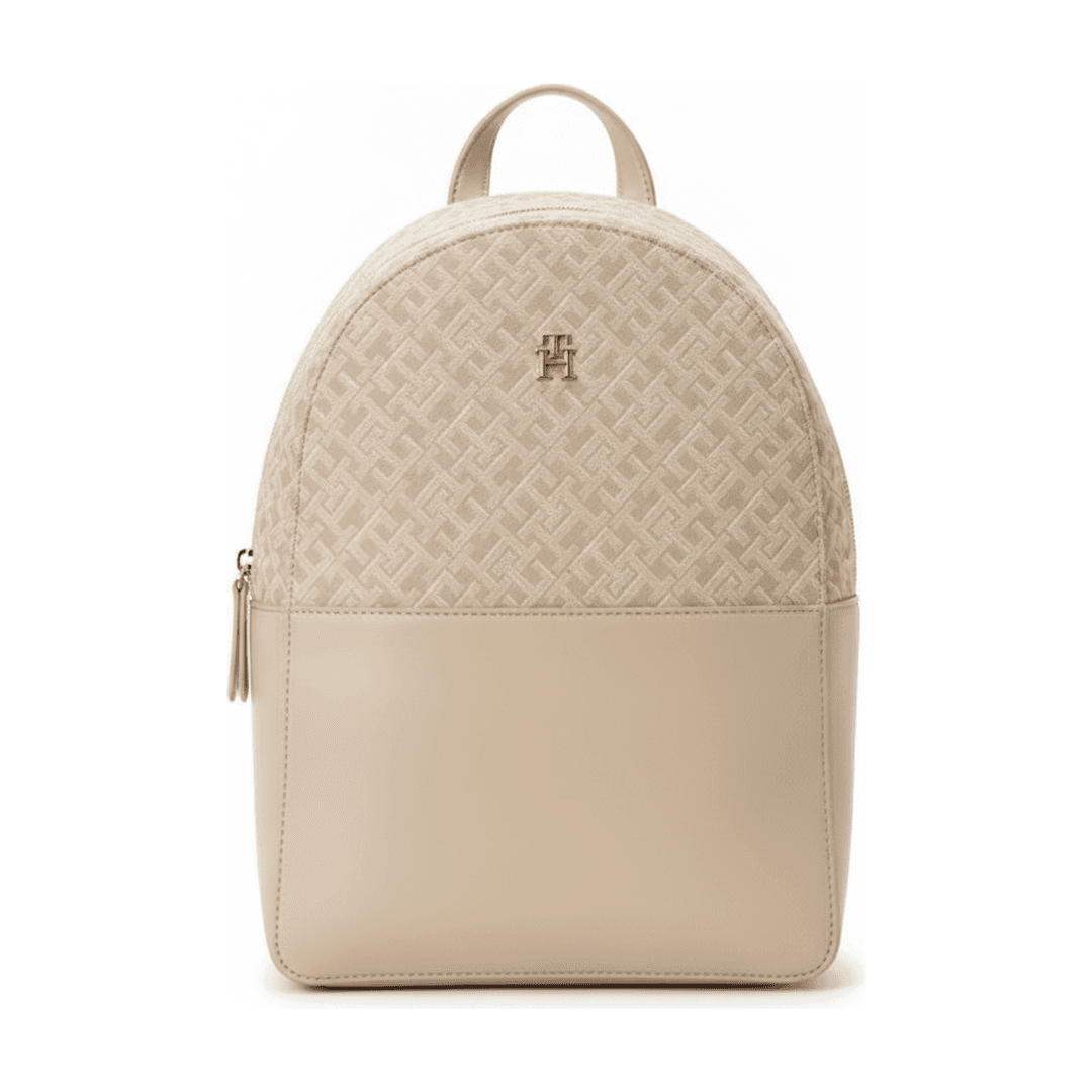Mochila Feminina Tommy Hilfiger Monograma TH Bege Creme